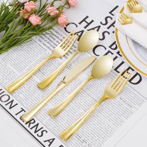 Classic Gold plastic disposable cutlery