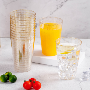 Gold Glitter plastic tumblers