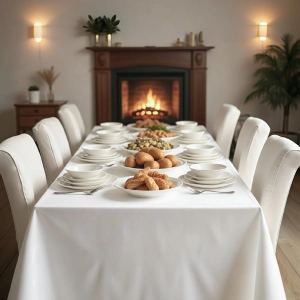 Long plastic tablecloth