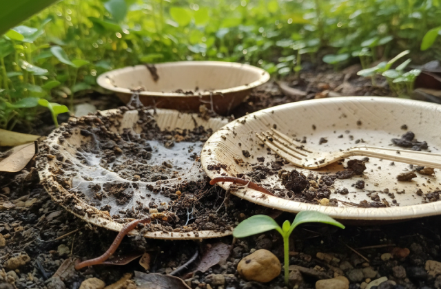 The 90-day degradation process of sugarcane pulp tableware