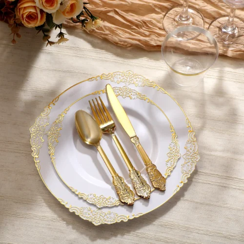 Gold rim vintage plastic plate