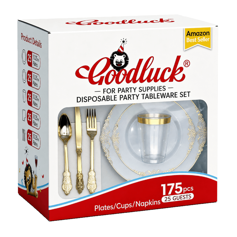 party tableware set retail packaging
