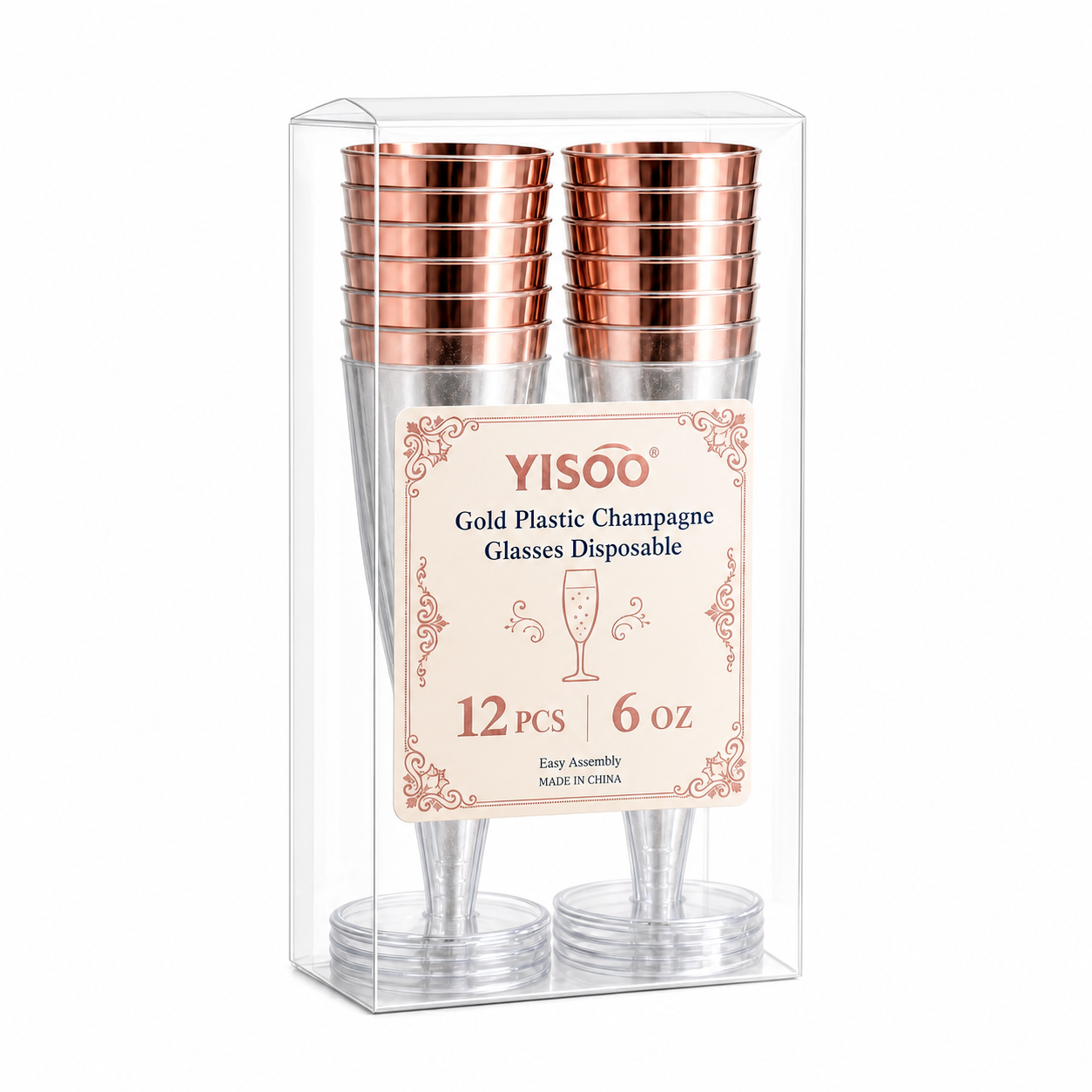 rose gold rim campagne glasses packaging